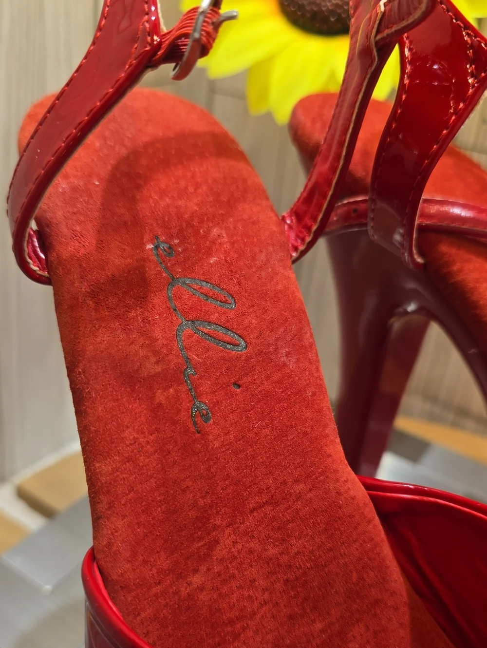 Ellie Red Patent Platform High Heel Sandals - 6 Inch Stiletto